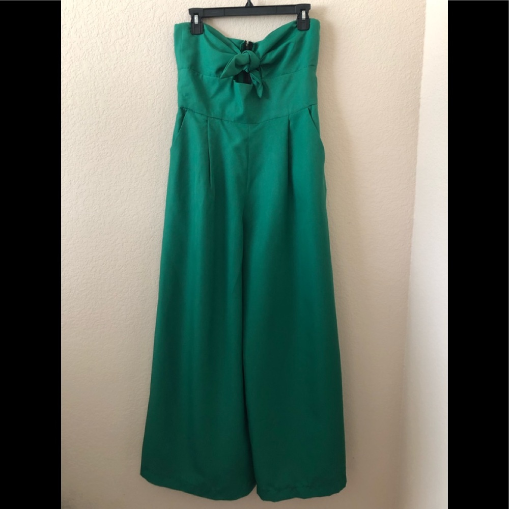Green bra halter jumpsuit
